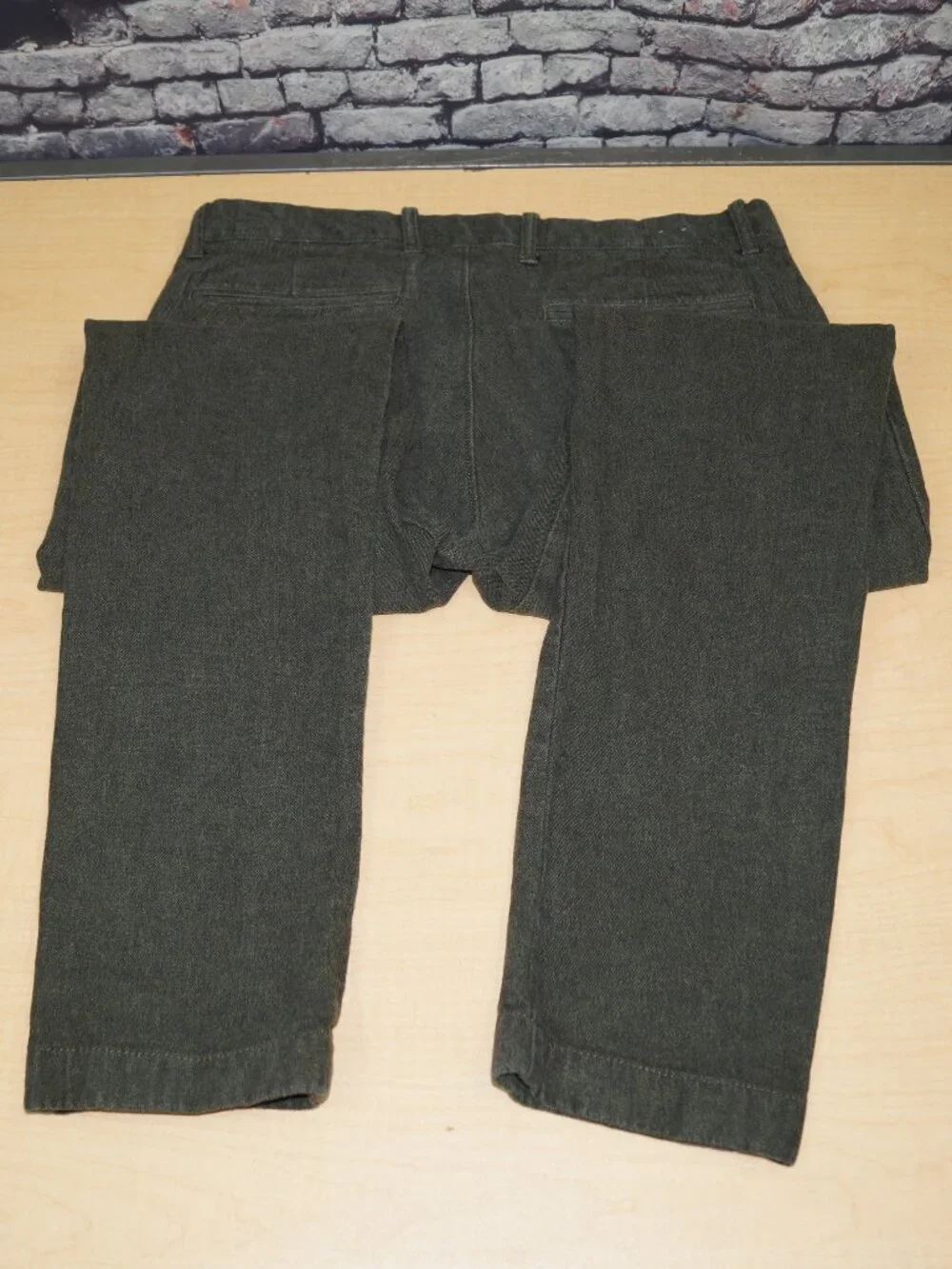 J Crew Stretch 484 Slim Stretch Chino Pants Green Chambray Straight Mens 32 x 32